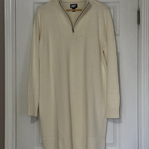 Women's Long Sleeve Half Zip Lands End Sweater Dress (Lg) - Picture 2 of 4